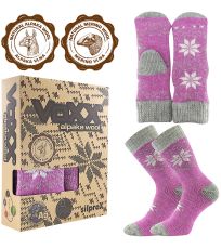 růžová teplé ponožky + pletené palčáky = zimní SET ... není nic lepšího na zahřátí!