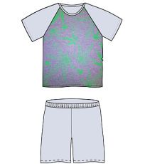 vzor TRÁVA/CELOTISK/melé 
	světle šedé melírované pyžamo s digitálně potištěným předním dílem trička

