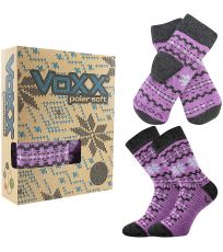 fialová teplé ponožky + pletené palčáky = zimní SET