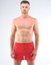 Pánské volné trenky 75187P GINA Červená-bílá