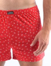 Pánské volné trenky 75187P GINA Červená-bílá