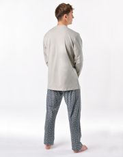 Pánské dlouhé pyžamo 79191P GINA sv.šedá-tm.šedá