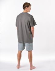 Pánské krátké pyžamo 79192P GINA Šedá-sv. šedá
