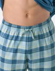 Pánské dlouhé pyžamo 79193P GINA Petrolejová-aqua