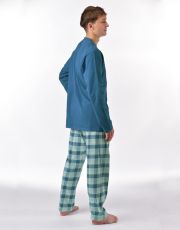 Pánské dlouhé pyžamo 79193P GINA Petrolejová-aqua