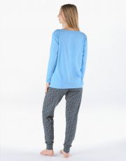 Dámské dlouhé pyžamo 19179P GINA Poměnková-tm. šedá