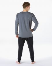 Pánské dlouhé pyžamo 79207P GINA tm. šedá-černá