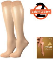 Silonové podkolenky - 2 páry NYLON 20 DEN Lady B camel