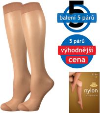 Silonové podkolenky - 5 párů NYLON 20 DEN Lady B