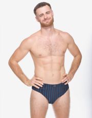 Pánské slipy se širším bokem 71135P GINA Lékořice-sv. modrá