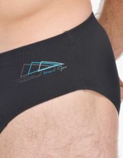 Pánské slipy s úzkým bokem 70073P GINA černá-tyrkysová